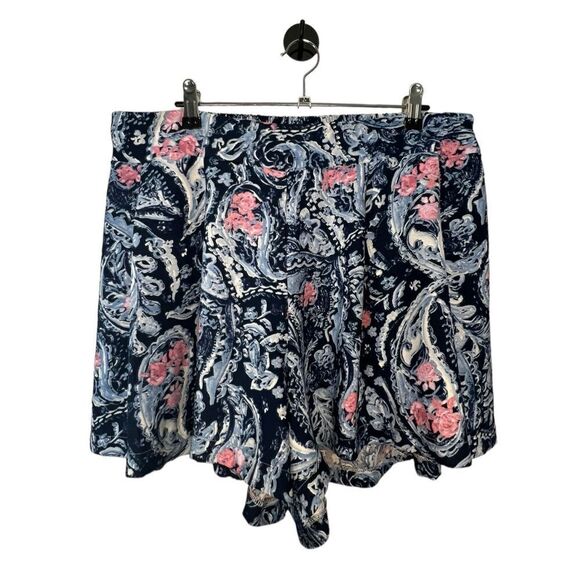Torrid Abstract Floral Watercolor Patterned Flowy Stretchy Shorts - Picture 1 of 5